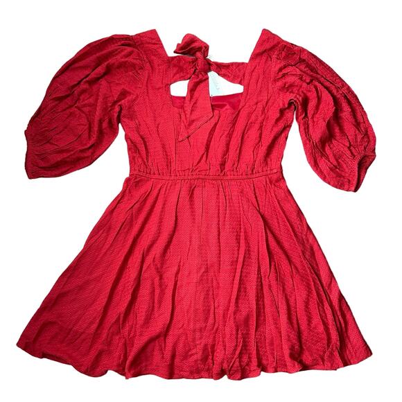Band of the Free by Band of Gypsies‎ Josette Aurora Red Puff Sleeve Dress Size M - Picture 4 of 8